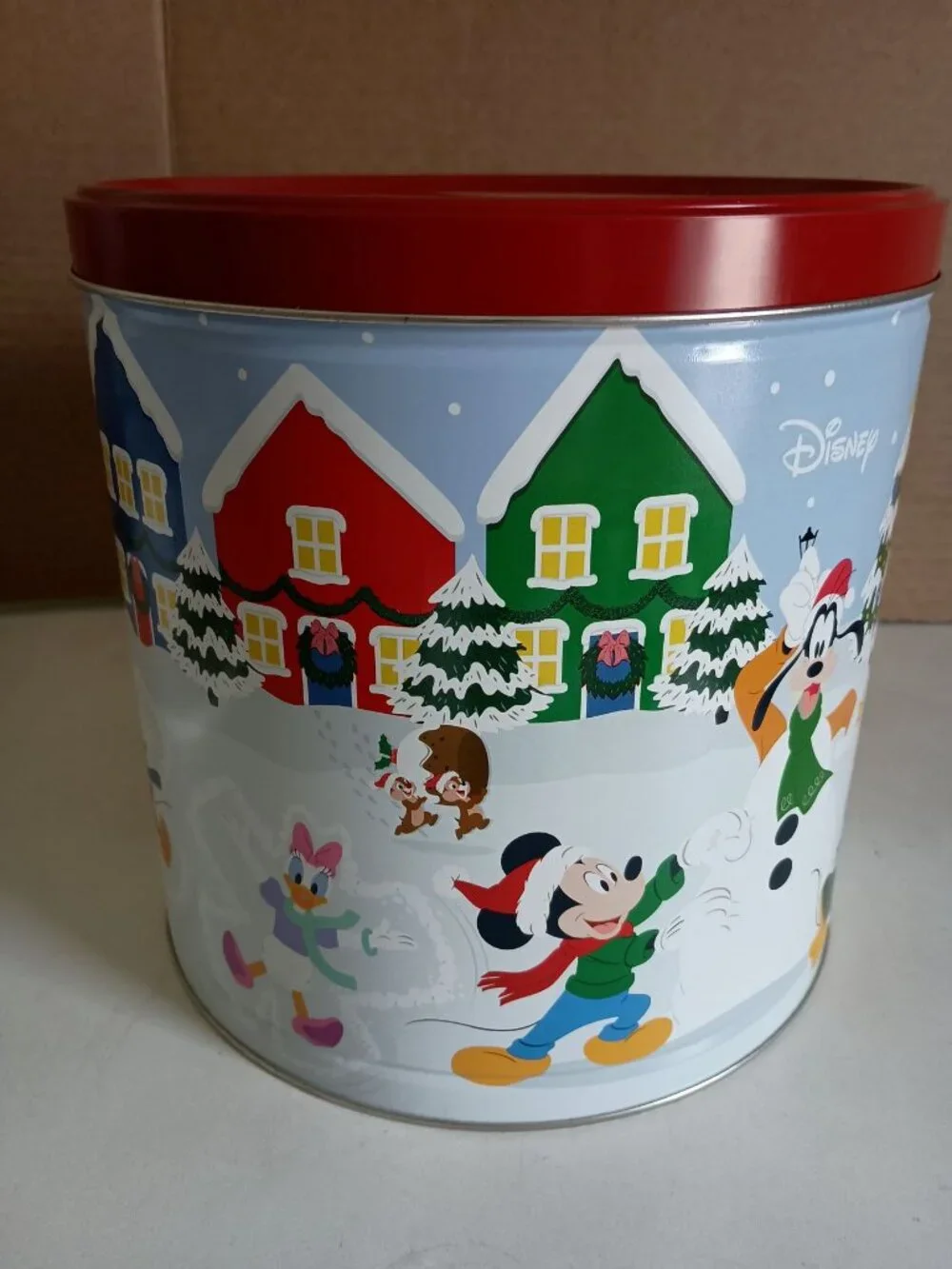 Disney Mickey and Friends festive Christmas holiday metal storage tin